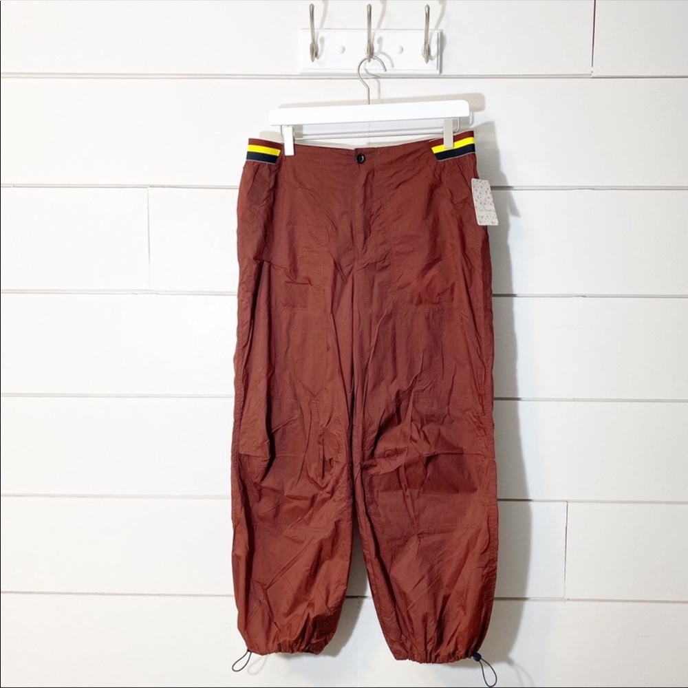 Free People Rust Copper Ripple Sport Jogger Athletic Crop Pants - Picture 3 of 12